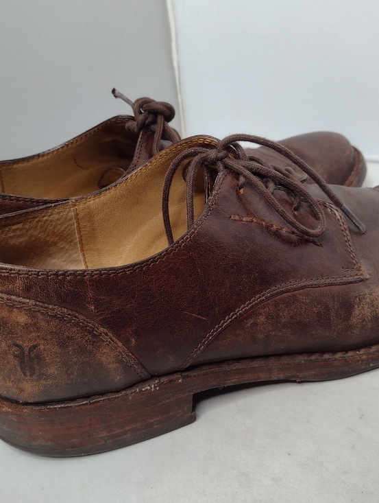 Frye Mens Leather Oxford Brown 11 Lace Up Dress Shoes Distressed B16 main image 8
